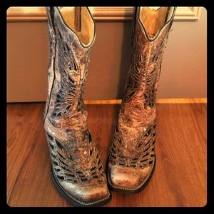 Corral leather studded square toe boots